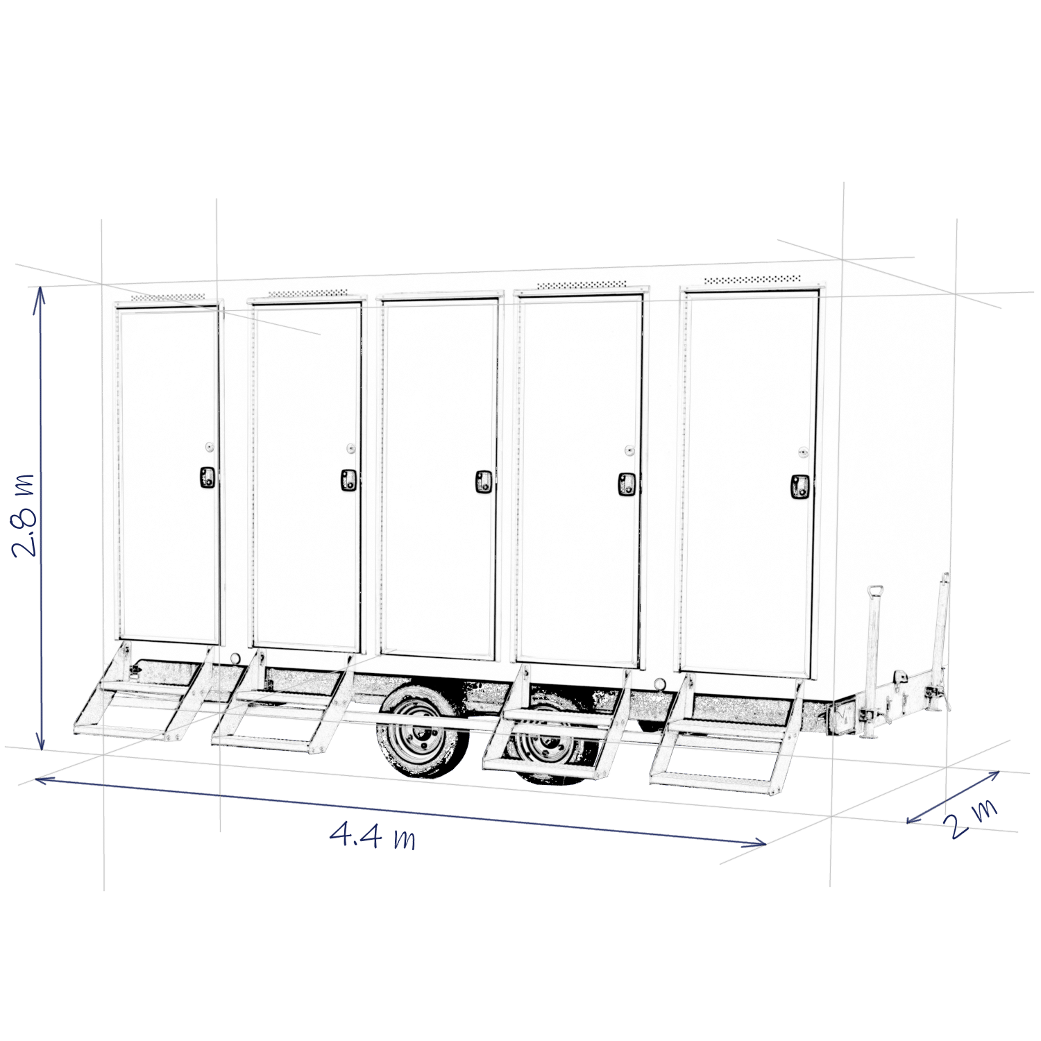 4 Bay Shower Trailer | Portable Toilets Ltd